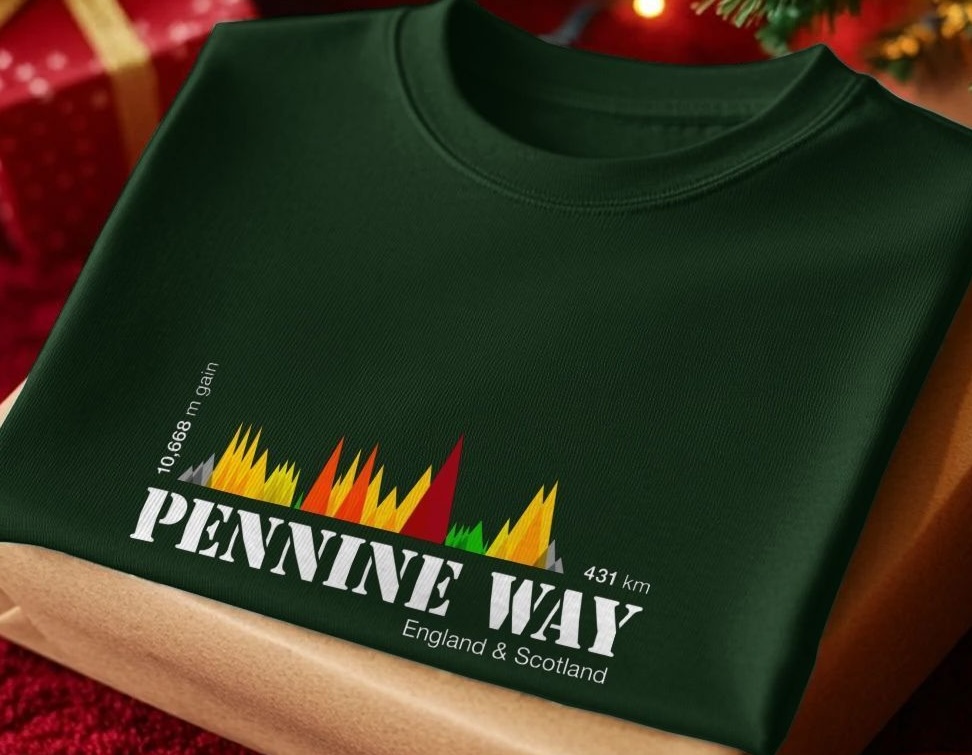 T-shirt showing graphic image of Pennine Way climb